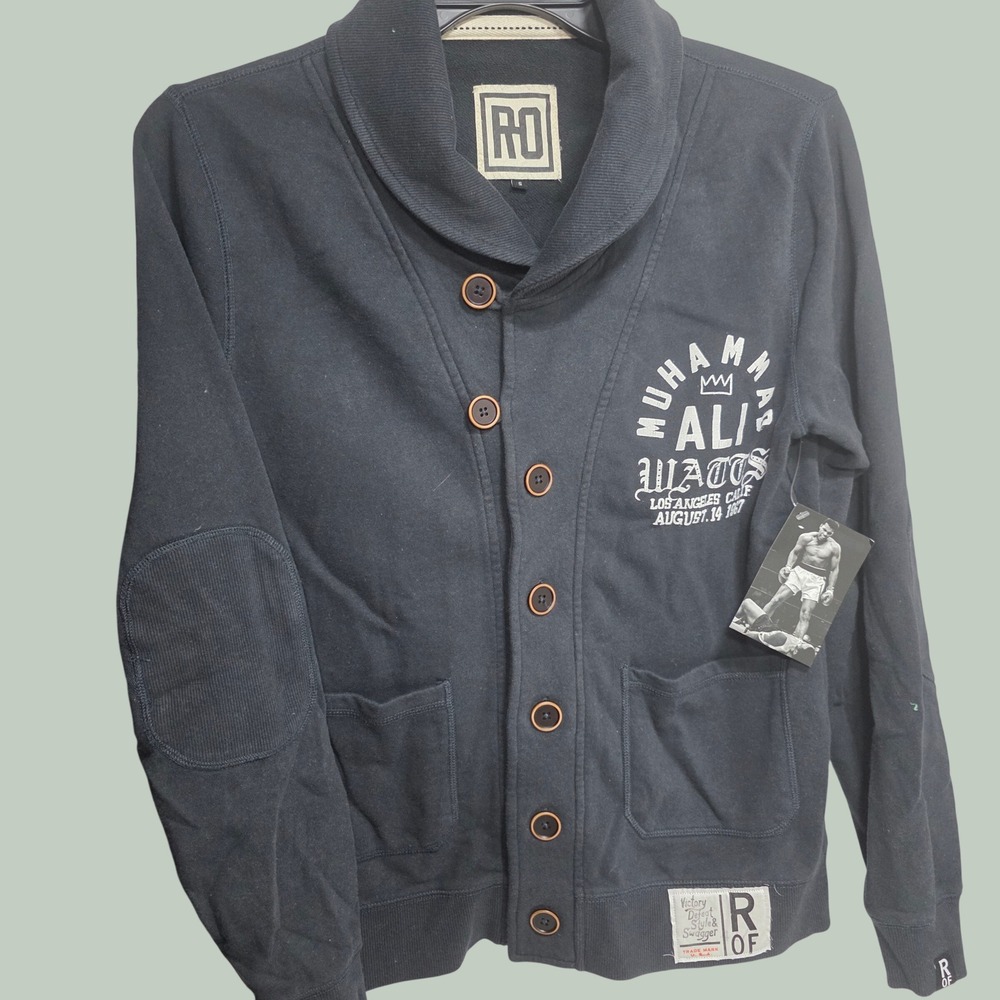 Roots of Fight Muhammad Ali Watts 1967 Shawl Collar Cardigan‎ Mens Small NWT